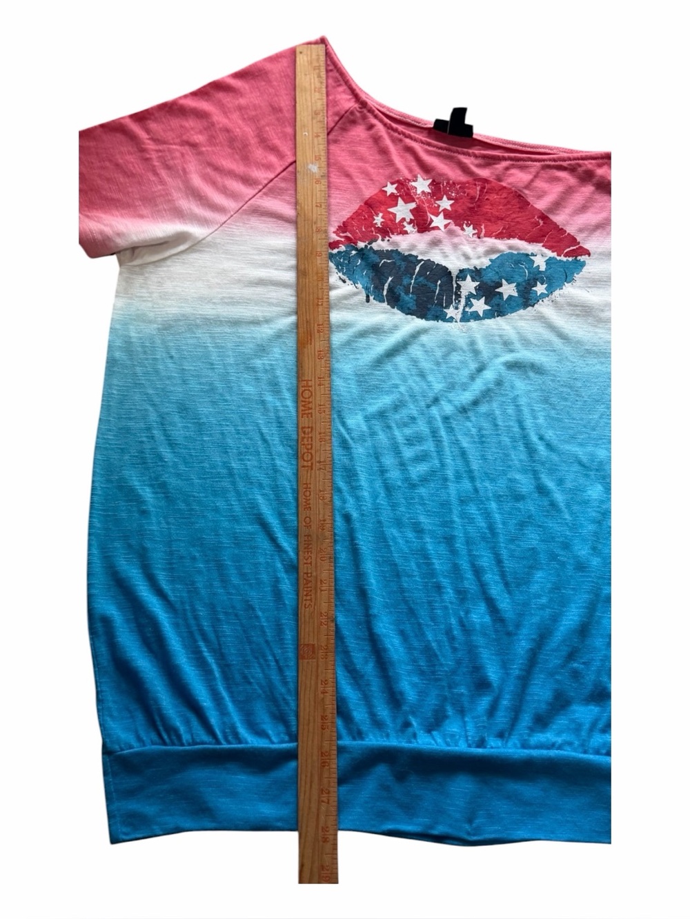 Torrid Women’s Patriotic Lips Graphic Slouchy Short Sleeve T-Shirt Torrid Size 1 - Picture 5 of 15